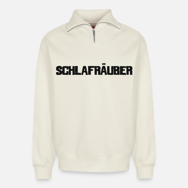 Schlafräuber - Relaxed Unisex Organic Half Zip Sweatshirt – von SPREAD - Naturweiß