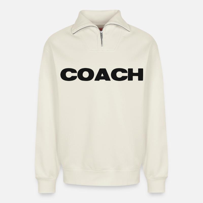 Coach Power - Relaxed Unisex Organic Half Zip Sweatshirt – von SPREAD - Naturweiß