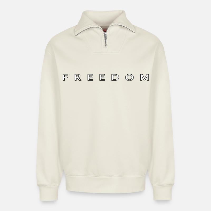 Freedom - Relaxed Unisex Organic Half Zip Sweatshirt – von SPREAD - Naturweiß