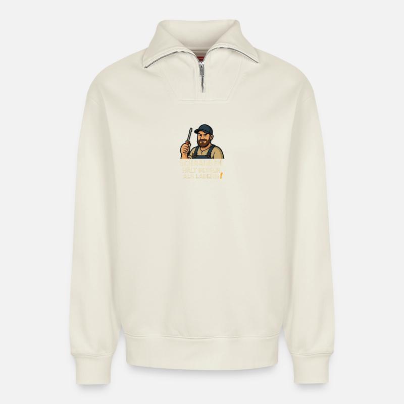 Screwing holds better than babbling - Relaxed Unisex Organic Half Zip Sweatshirt – by SPREAD - off white