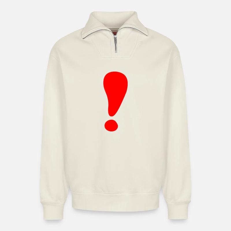 Point d'exclamation - Sweat unisexe décontracté en coton biologique à demi-zip – de SPREAD - blanc cassé