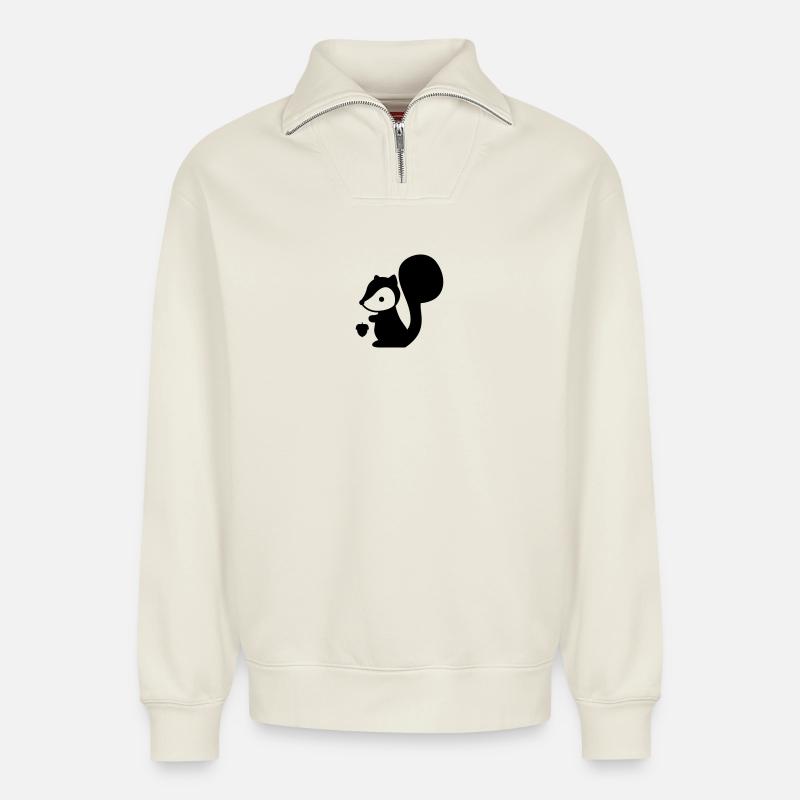 Eichhörnchen - Relaxed Unisex Organic Half Zip Sweatshirt – von SPREAD - Naturweiß