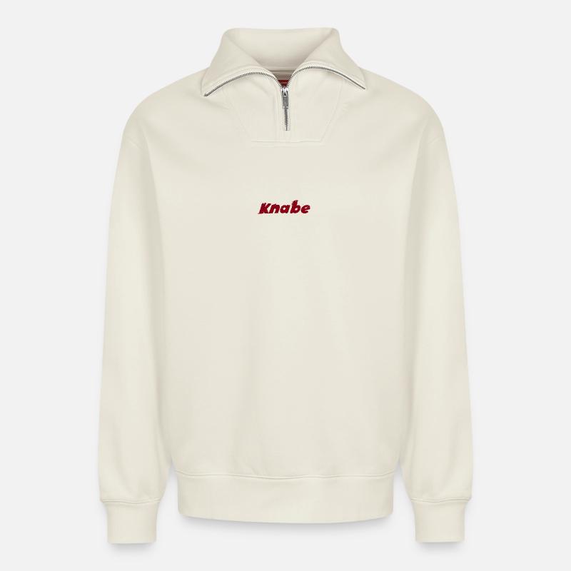 Knabe - Relaxed Unisex Organic Half Zip Sweatshirt – von SPREAD - Naturweiß