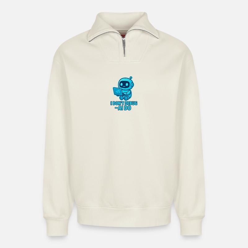 KI Debug: AI übernimmt das Debuggen - Relaxed Unisex Organic Half Zip Sweatshirt – von SPREAD - Naturweiß