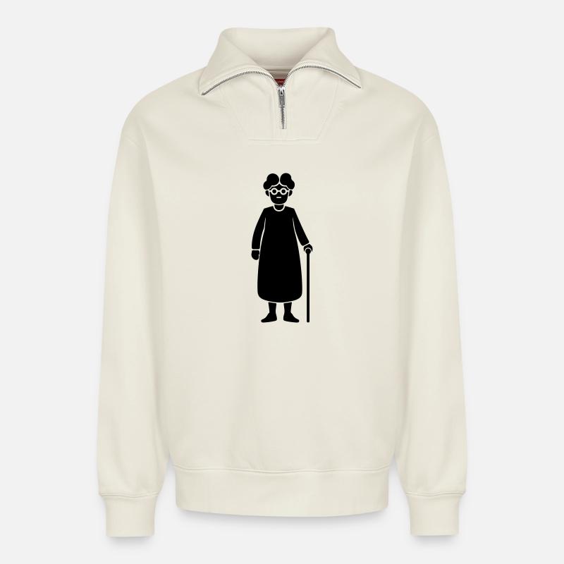 Oma Silhouette - Relaxed Unisex Organic Half Zip Sweatshirt – von SPREAD - Naturweiß