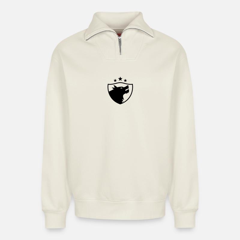 Wolf - Relaxed Unisex Organic Half Zip Sweatshirt – von SPREAD - Naturweiß