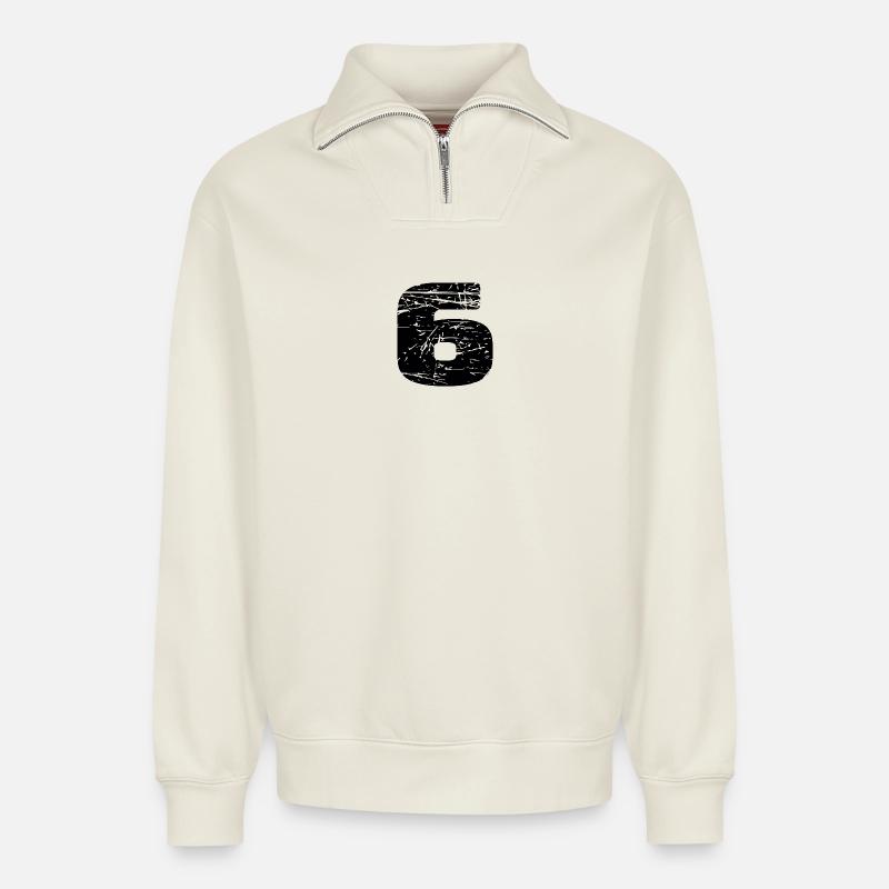 6 - Relaxed Unisex Organic Half Zip Sweatshirt – von SPREAD - Naturweiß