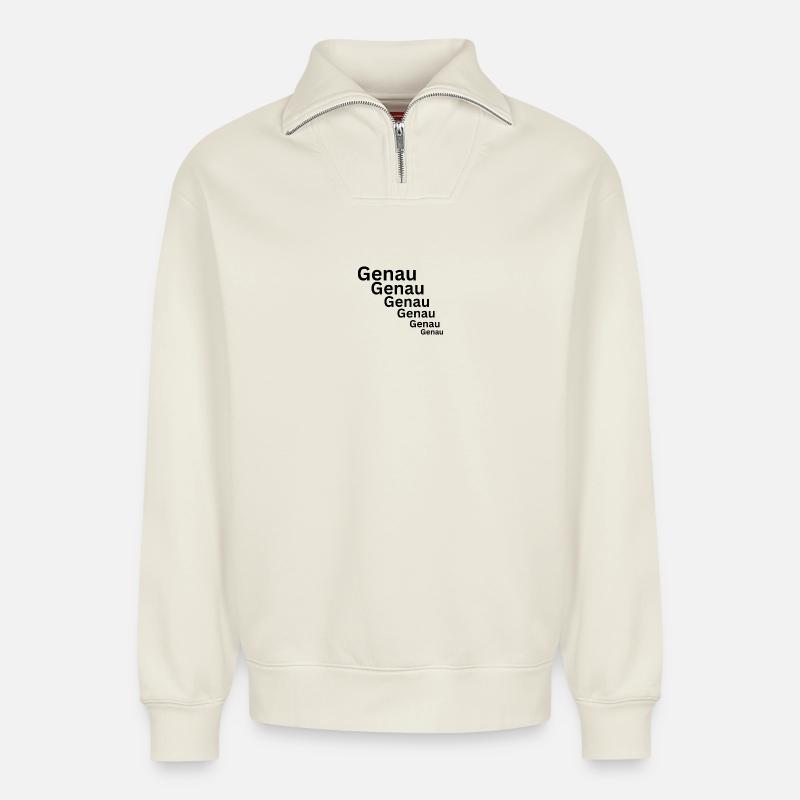 Genau - Relaxed Unisex Organic Half Zip Sweatshirt – von SPREAD - Naturweiß