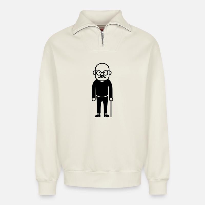 Opa Senior - Relaxed Unisex Organic Half Zip Sweatshirt – von SPREAD - Naturweiß