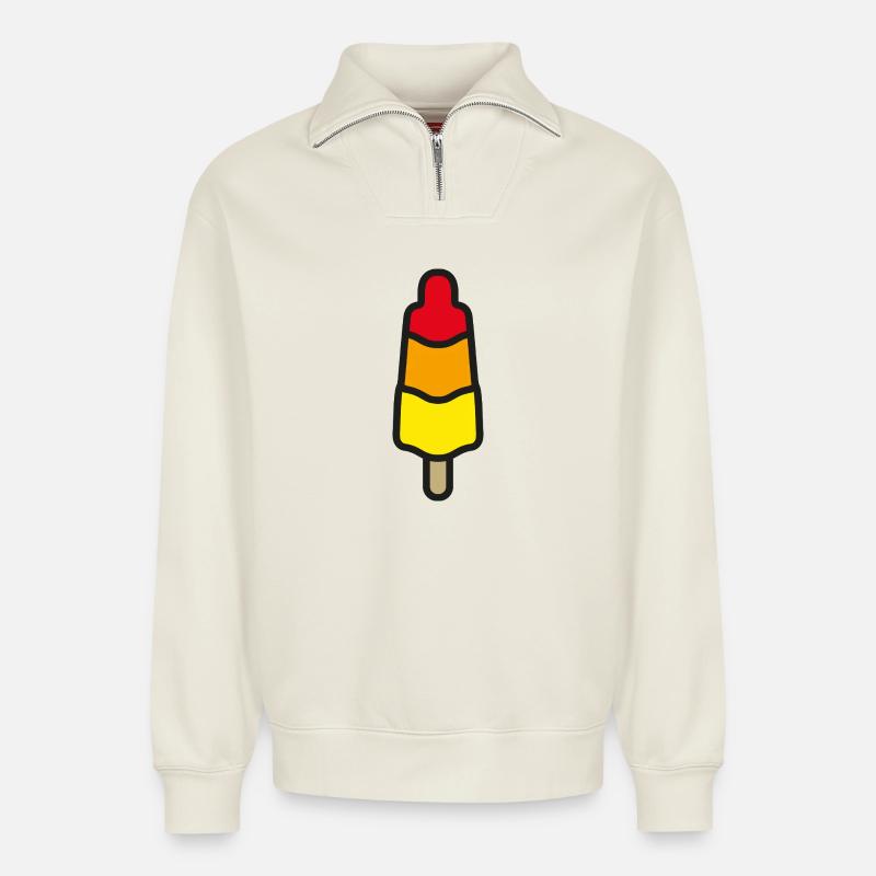 Comme une fusée !! - Sweat unisexe décontracté en coton biologique à demi-zip – de SPREAD - blanc cassé