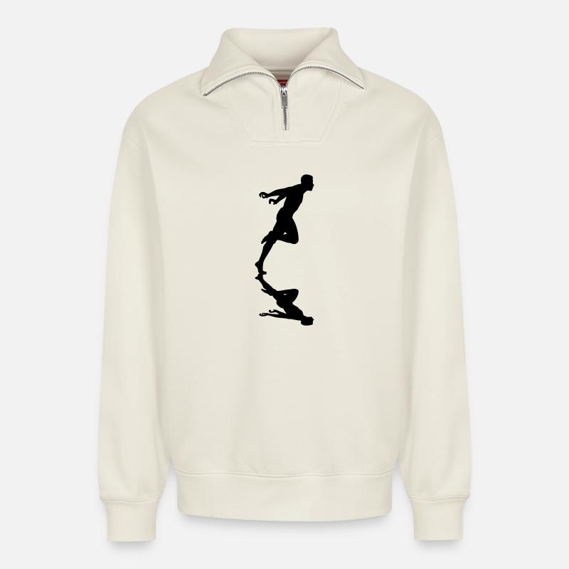 bishop - Relaxed Unisex Organic Half Zip Sweatshirt – by SPREAD - off white