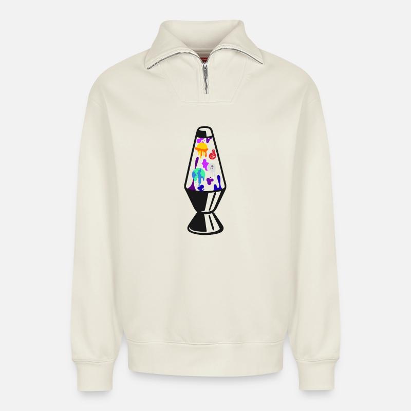 Universe Lavalamp Universum Lavalampe - Relaxed Unisex Organic Half Zip Sweatshirt – von SPREAD - Naturweiß
