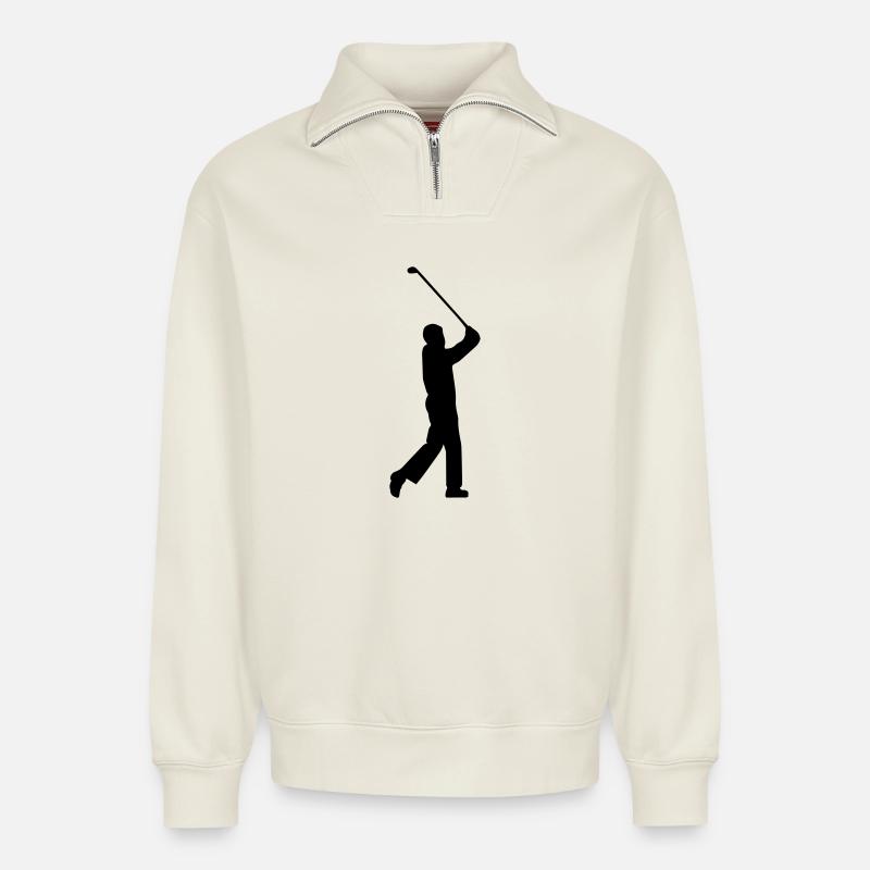 Golfer - Relaxed Unisex Organic Half Zip Sweatshirt – von SPREAD - Naturweiß