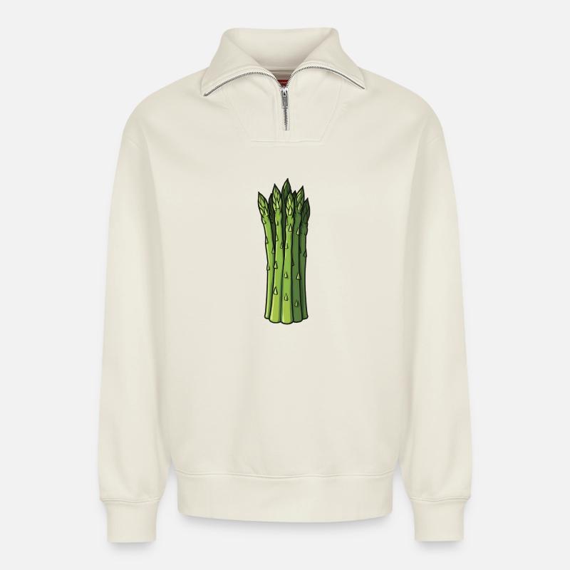 Spargeln - Relaxed Unisex Organic Half Zip Sweatshirt – von SPREAD - Naturweiß