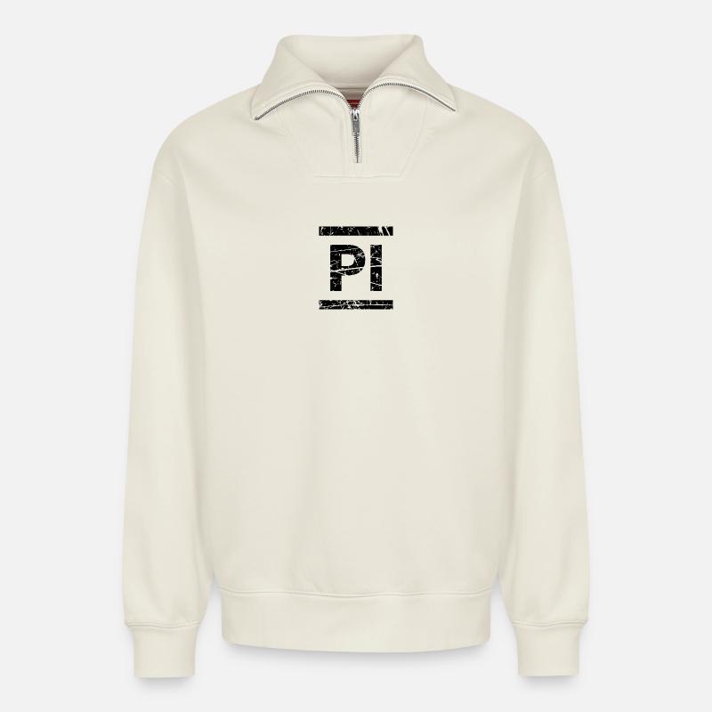 Pi - Relaxed Unisex Organic Half Zip Sweatshirt – by SPREAD - off white