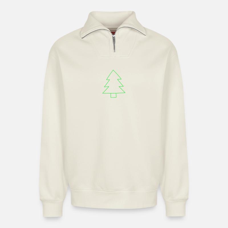 Weihnachtsbaum - Relaxed Unisex Organic Half Zip Sweatshirt – von SPREAD - Naturweiß