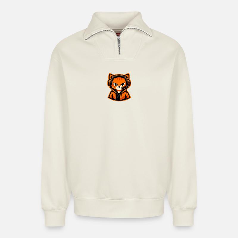 Lucapi1985 - Sweat unisexe décontracté en coton biologique à demi-zip – de SPREAD - blanc cassé