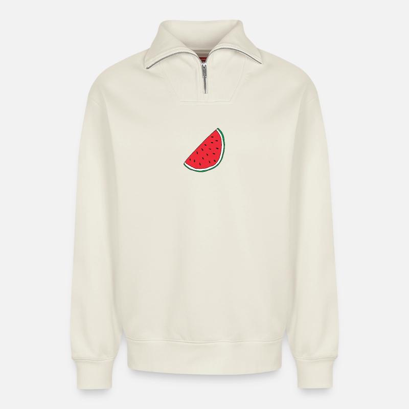 Palestine libre - Sweat unisexe décontracté en coton biologique à demi-zip – de SPREAD - blanc cassé