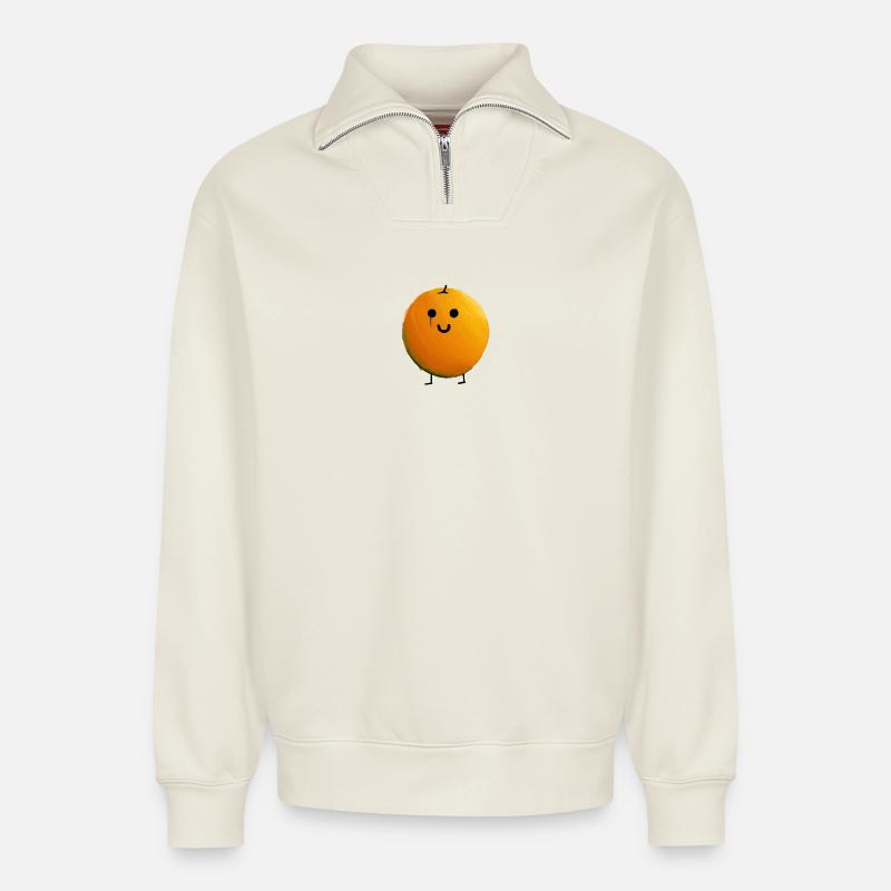 Orange - Relaxed Unisex Organic Half Zip Sweatshirt – von SPREAD - Naturweiß