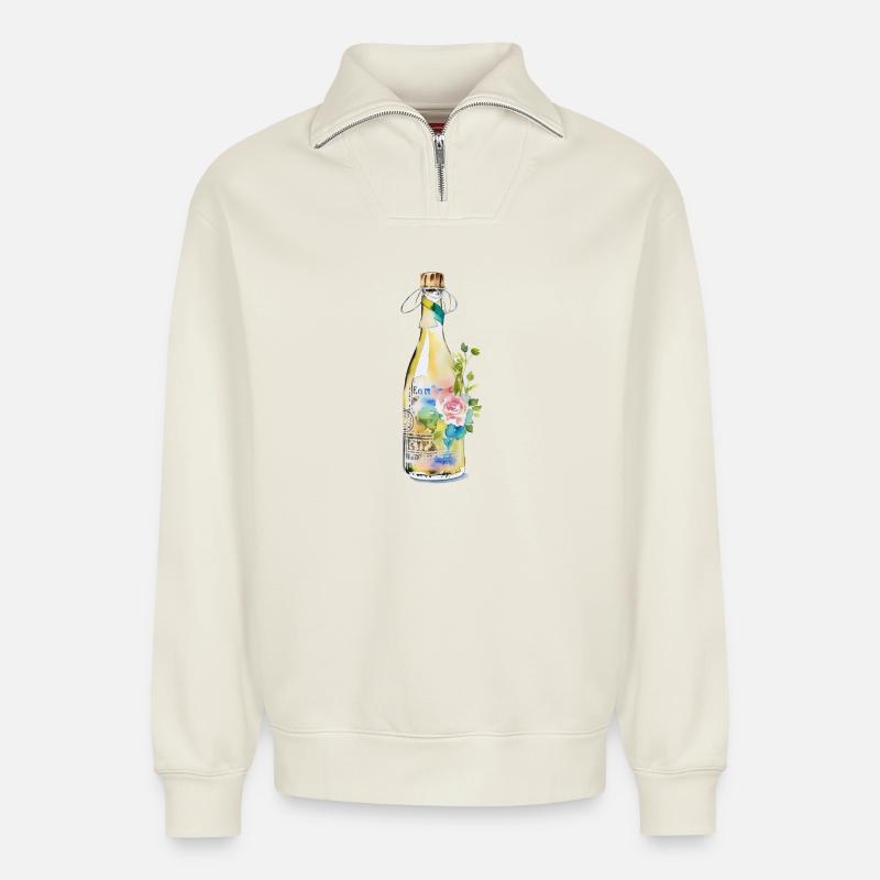 Bottle - Relaxed Unisex Organic Half Zip Sweatshirt – by SPREAD - off white