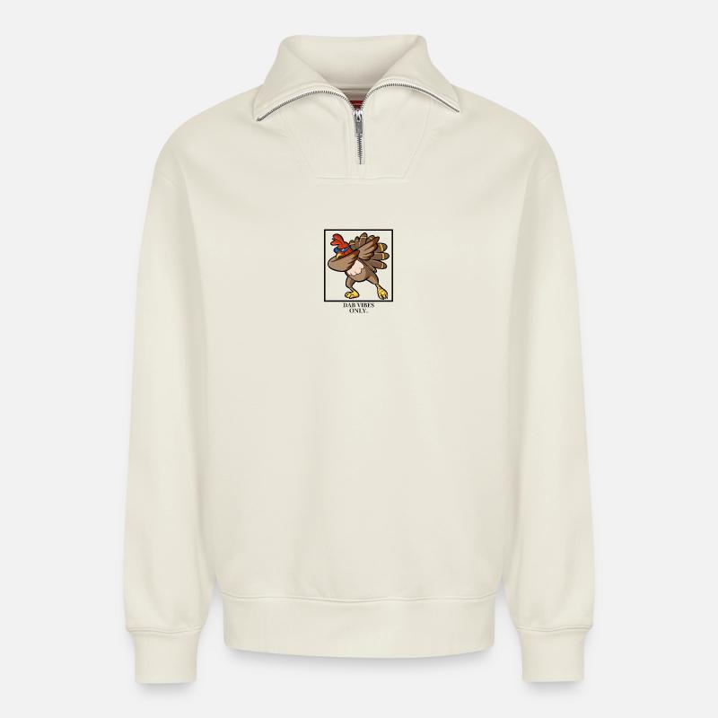 Dab Vibes Only. - Relaxed Unisex Organic Half Zip Sweatshirt – von SPREAD - Naturweiß