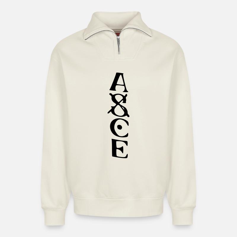 asce - Sweat unisexe décontracté en coton biologique à demi-zip – de SPREAD - blanc cassé