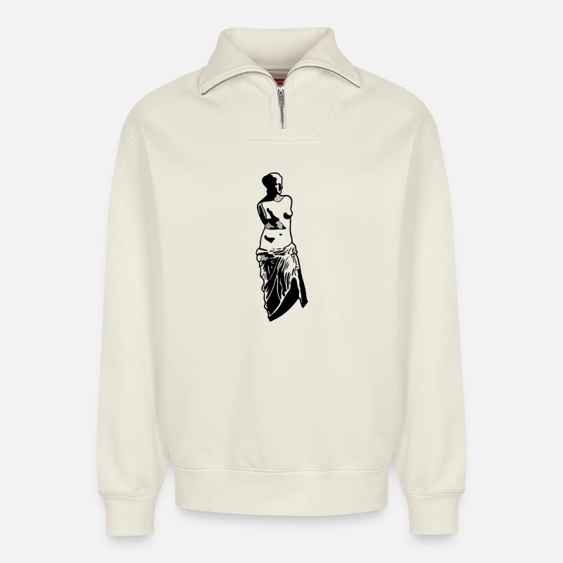 Venus - Relaxed Unisex Organic Half Zip Sweatshirt – von SPREAD - Naturweiß