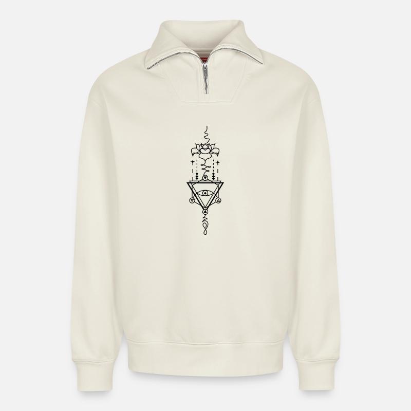 Elements Totem – Kraft der vier Energien - Relaxed Unisex Organic Half Zip Sweatshirt – von SPREAD - Naturweiß