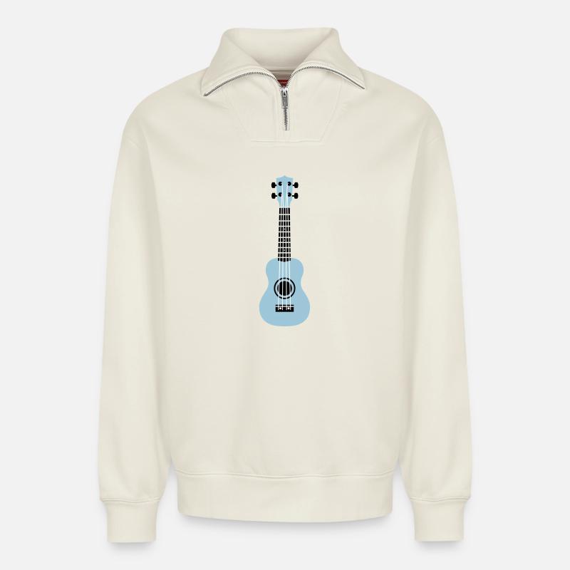 ukulele - Relaxed Unisex Organic Half Zip Sweatshirt – by SPREAD - off white