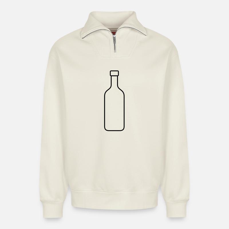 Bottle - Relaxed Unisex Organic Half Zip Sweatshirt – by SPREAD - off white