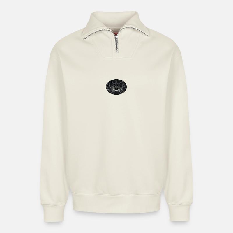 Vortex-Gitter Wurmloch - Relaxed Unisex Organic Half Zip Sweatshirt – von SPREAD - Naturweiß