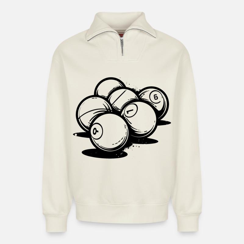 Billardkugeln - Relaxed Unisex Organic Half Zip Sweatshirt – von SPREAD - Naturweiß