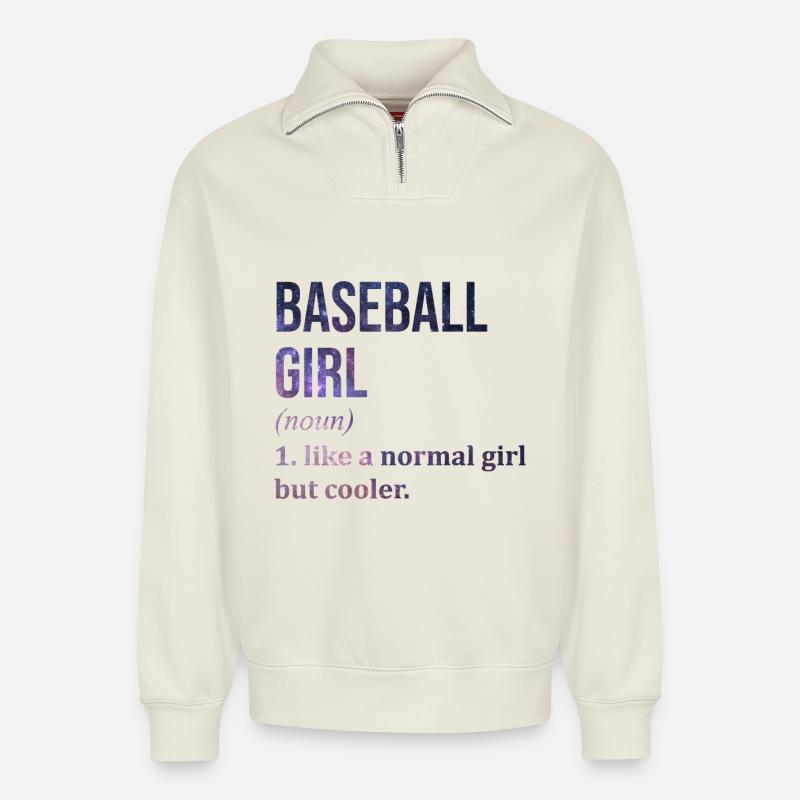 Baseball - Relaxed Unisex Organic Half Zip Sweatshirt – von SPREAD - Naturweiß