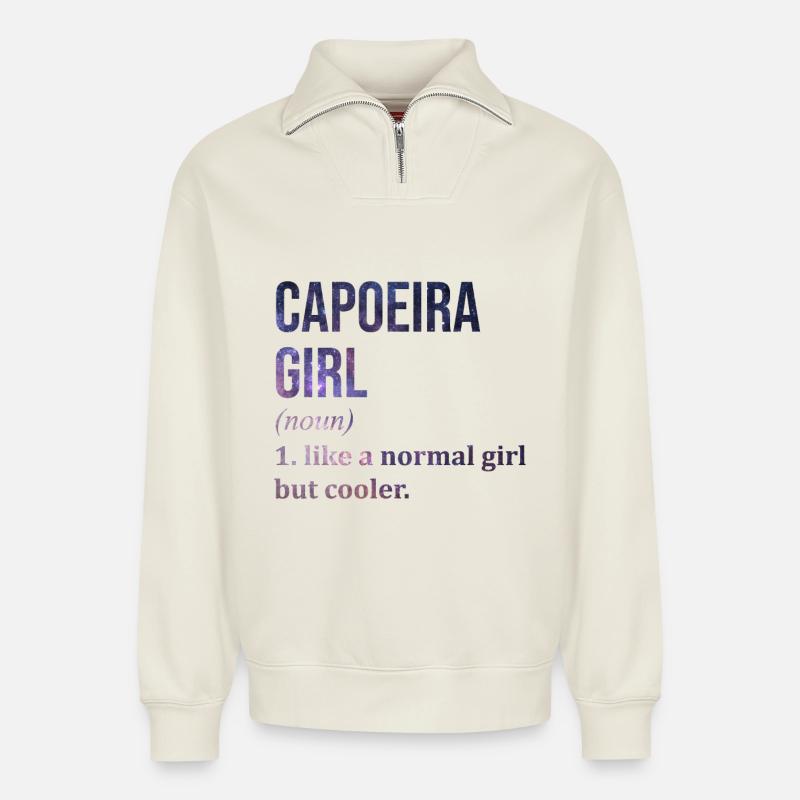 Capoeira - Relaxed Unisex Organic Half Zip Sweatshirt – von SPREAD - Naturweiß