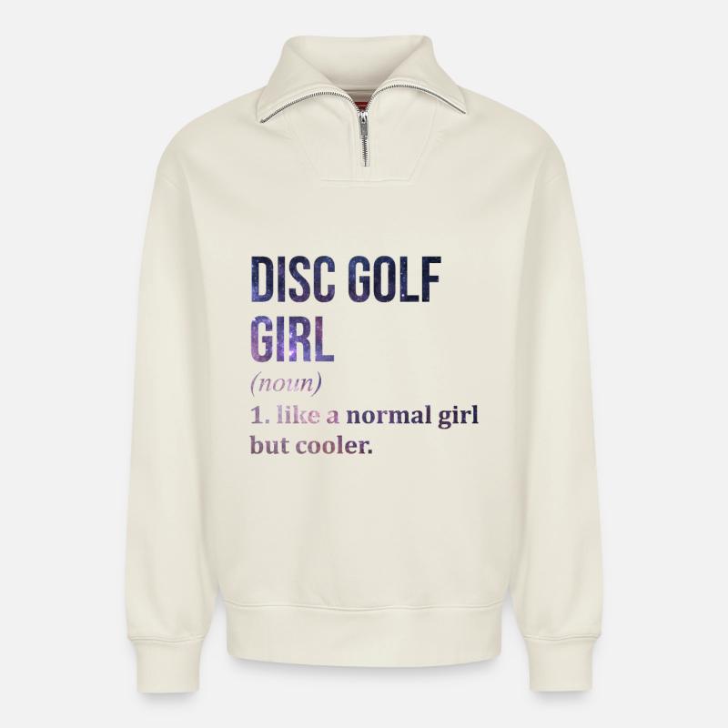 Disc Golf - Relaxed Unisex Organic Half Zip Sweatshirt – by SPREAD - off white