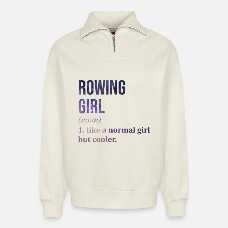 Rowing - Relaxed Unisex Organic Half Zip Sweatshirt – by SPREAD - off white