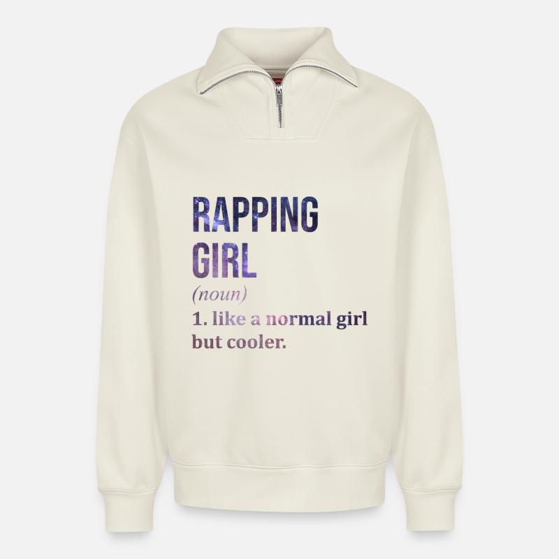 Rap - Relaxed Unisex Organic Half Zip Sweatshirt – von SPREAD - Naturweiß
