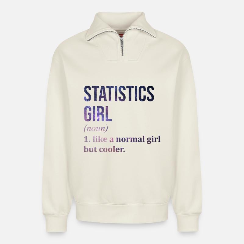 Statistik - Relaxed Unisex Organic Half Zip Sweatshirt – von SPREAD - Naturweiß