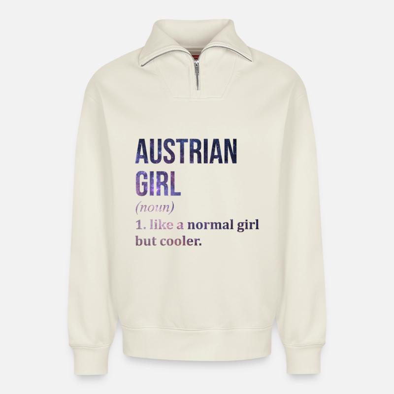 Austria - Relaxed Unisex Organic Half Zip Sweatshirt – by SPREAD - off white