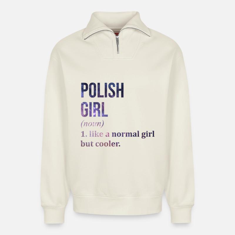 Polen - Relaxed Unisex Organic Half Zip Sweatshirt – von SPREAD - Naturweiß