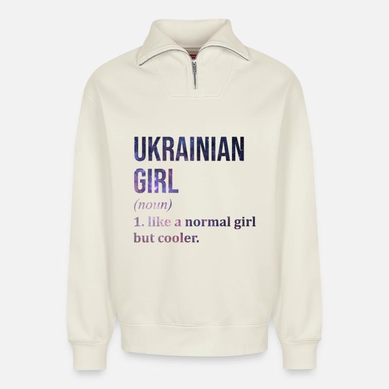 Ukraine - Relaxed Unisex Organic Half Zip Sweatshirt – by SPREAD - off white