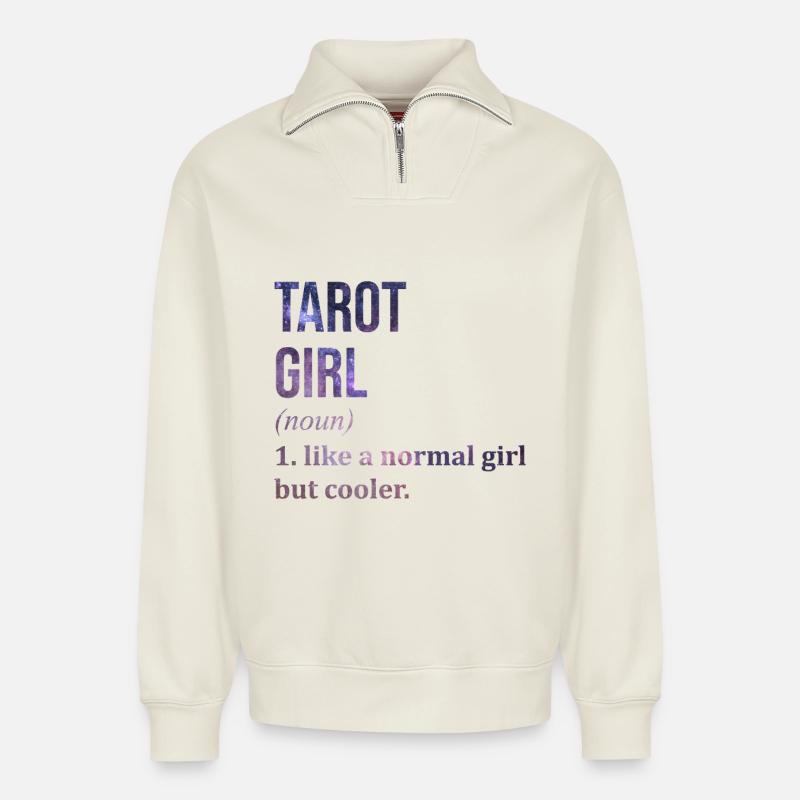Tarot - Relaxed Unisex Organic Half Zip Sweatshirt – by SPREAD - off white