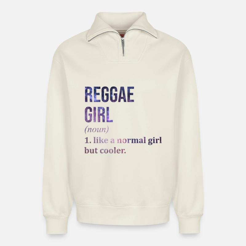Reggae - Relaxed Unisex Organic Half Zip Sweatshirt – by SPREAD - off white