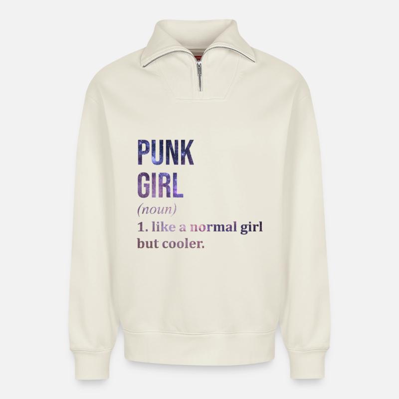 Punk - Relaxed Unisex Organic Half Zip Sweatshirt – by SPREAD - off white