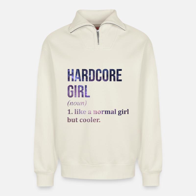 Hardcore - Sweat unisexe décontracté en coton biologique à demi-zip – de SPREAD - blanc cassé