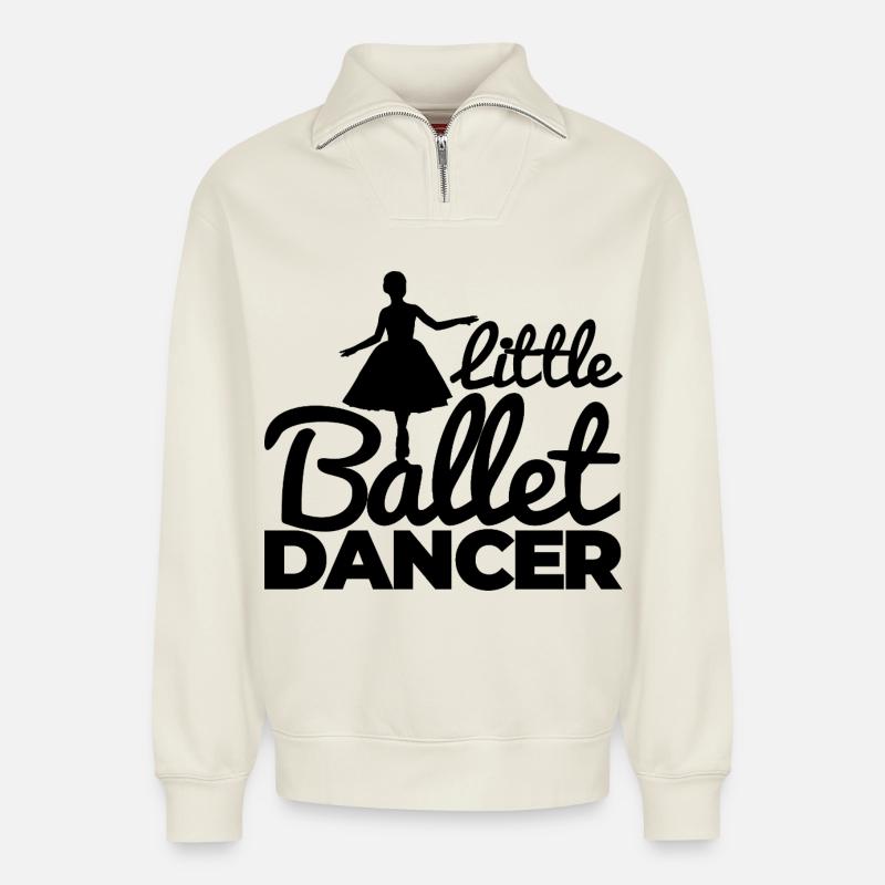 Kleines Ballettmädchen - Relaxed Unisex Organic Half Zip Sweatshirt – von SPREAD - Naturweiß