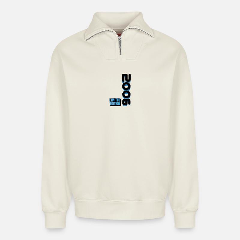 Édition limitée 2006 - Sweat unisexe décontracté en coton biologique à demi-zip – de SPREAD - blanc cassé