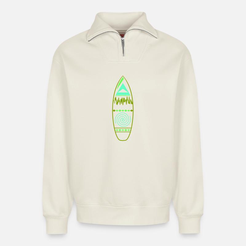 surfboard_design - Relaxed Unisex Organic Half Zip Sweatshirt – von SPREAD - Naturweiß