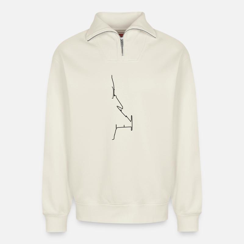 Plane - Relaxed Unisex Organic Half Zip Sweatshirt – by SPREAD - off white