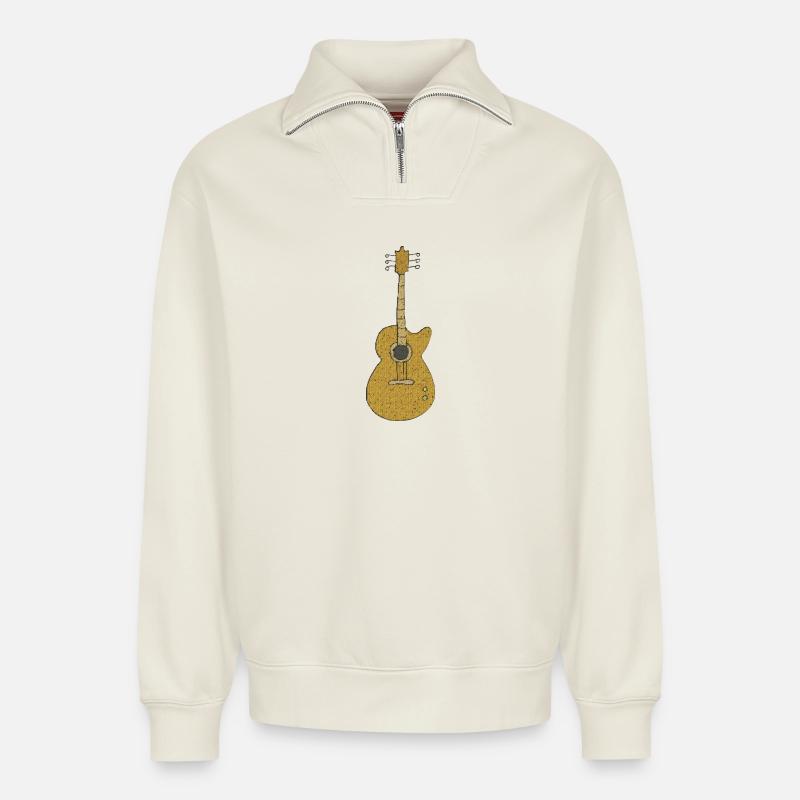 gitarre - Relaxed Unisex Organic Half Zip Sweatshirt – von SPREAD - Naturweiß